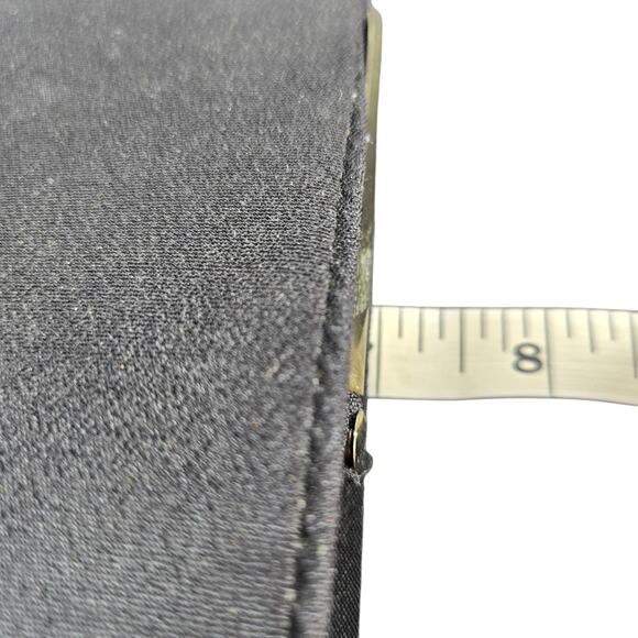 Vintage Evening Bag Clutch Purse Black Satin Gold Chain Kiss Lock Small Formal - Picture 10 of 12